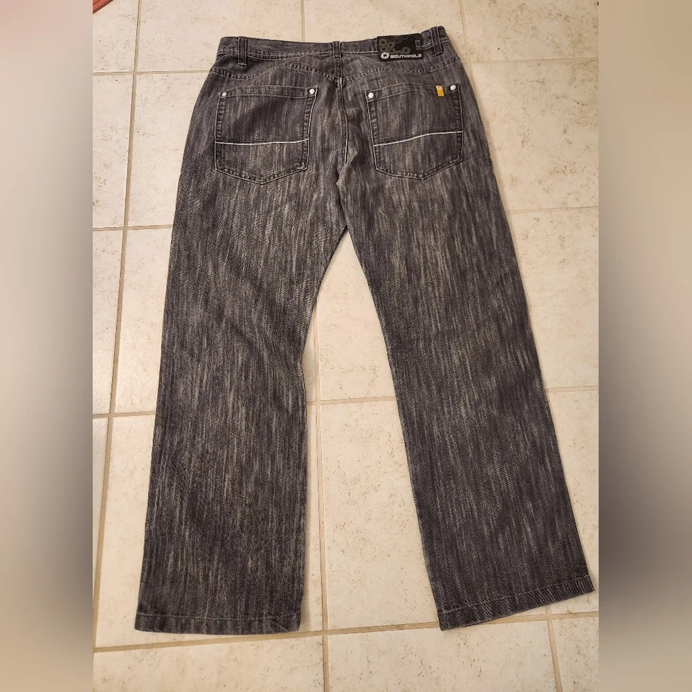 Mens Black Grey Wash Jeans Y2K VTG Southpole Straight Leg 36X30 READ‎ #BB935
